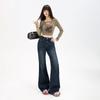 Retro slightly pulled loose and thin without sticking to the legs Flared jeans women's 2026 early spring elastic slim large size