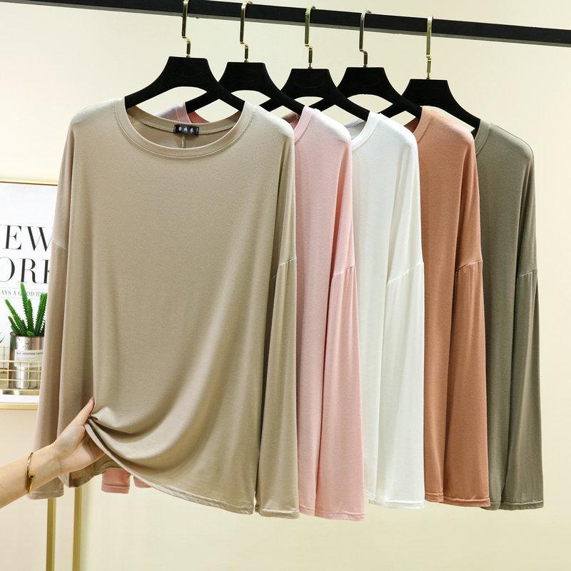 Summer Women's Batwing Long Sleeve T-Shirt Thin O Neck Loose Fit Tshirts Air Conditioner Shirt Casual Sun Protection Tee Tops