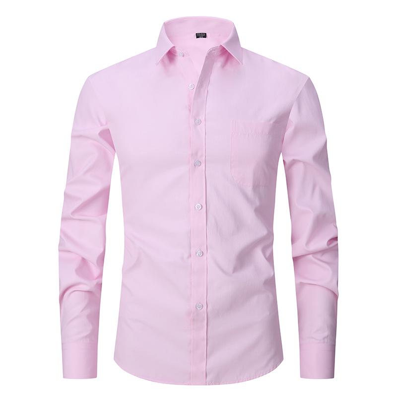 2025 Spring/Summer Men's Large Solid Color Casual Long Sleeve Shirt
