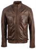 Ανδρικό μπουφάν από γνήσιο δέρμα (44T9) - καφέ
