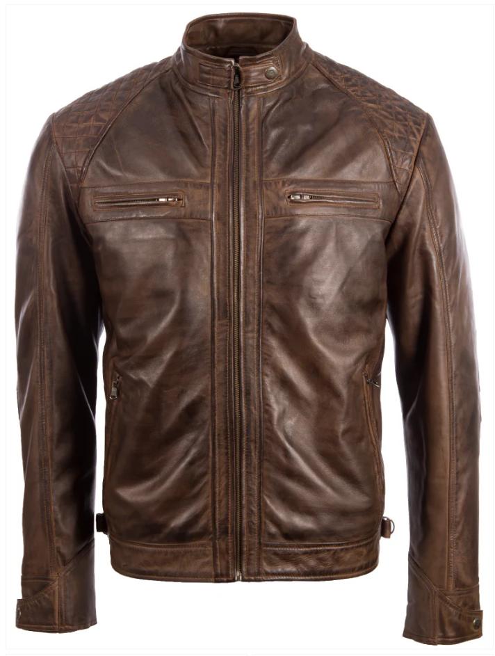 Aviatrix Men's Brown Real Leather Jacket (44T9) - Cm