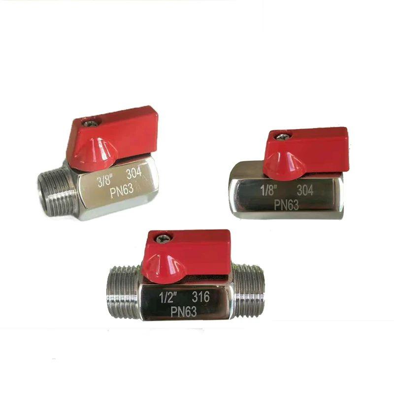 Red Handle 1/8 1/4 3/8 1/2 BSP Female Male 304 Stainless Steel Sanitary Mini Ball Valve Homebrew Food Grade