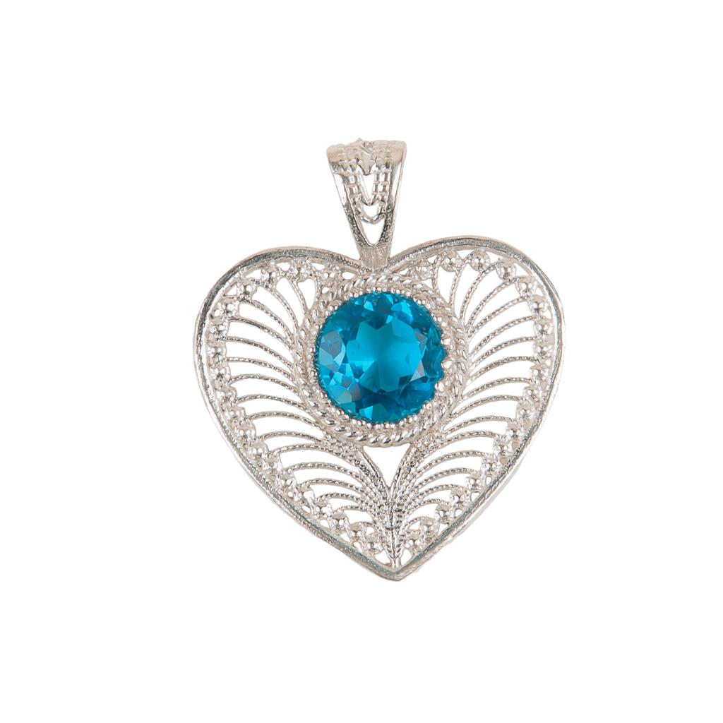 Swiss Blue Topaz  Gemstone 925 Sterling Silver Jewelry Handcrafted Pendant 1.4" CP-15-4