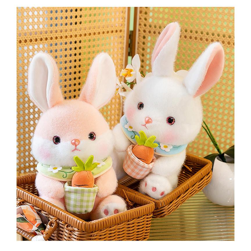 Cute White Bunny Plush Toy Soft Stuffed Animal Doll For Girls