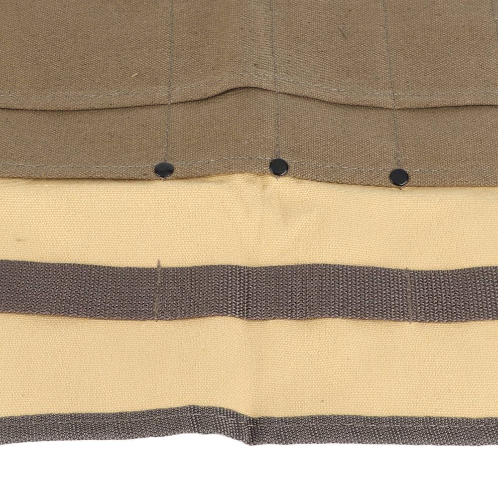 Canvas Cutlery Storage Bag Khaki Tableware Roll Bag Camping Organizer Bag  Outdoor BBQ