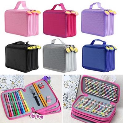 Large Capacity 3 Layer 52 Holes Student Pen Pencil Storage Zipper Case Holder