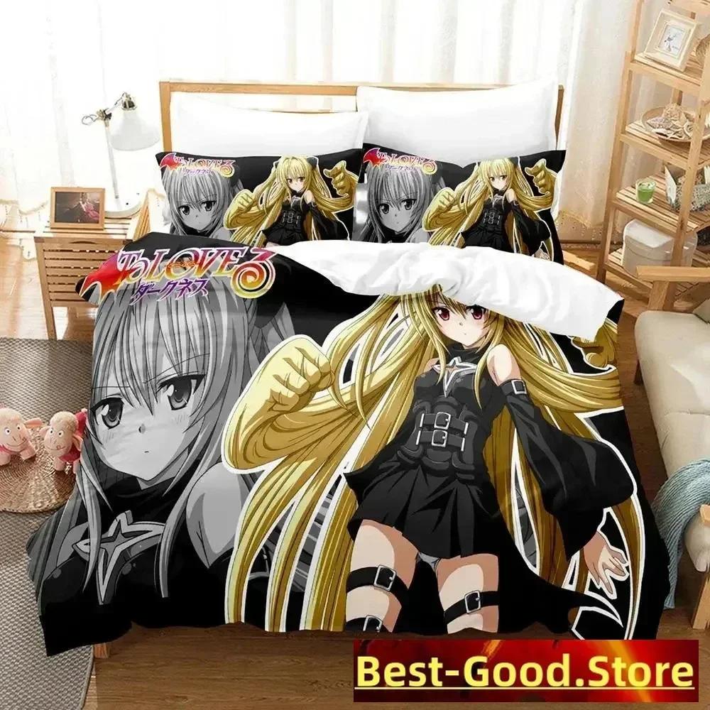 

Новый постельный комплект To Love Ru с принтом, наволочкой, пододеяльником, мягкий, размера Queen, King, постельное белье для дома, 3D, каваий, аниме-девушки 70x133cm 2pcs