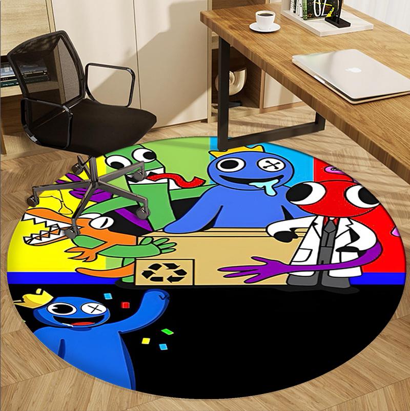 Game Rainbow Friends Pattern Round Rug, Indoor/Outdoor Mat, for Picnic, Gameroom, Bedroom, Office, Living Room, Home Decor Carpet, Birthday Gift