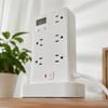 10 AC Outlets Vertical Power Strip Flame-Retardant ABS USB Charging Station  Daily Use