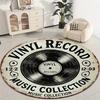 Vintage Schallplatten Flanell-bedruckte runde Fußmatten sind rutschfest Geeignet Wohnzimmer Schlafzimmer Terrasse Garten Teppiche