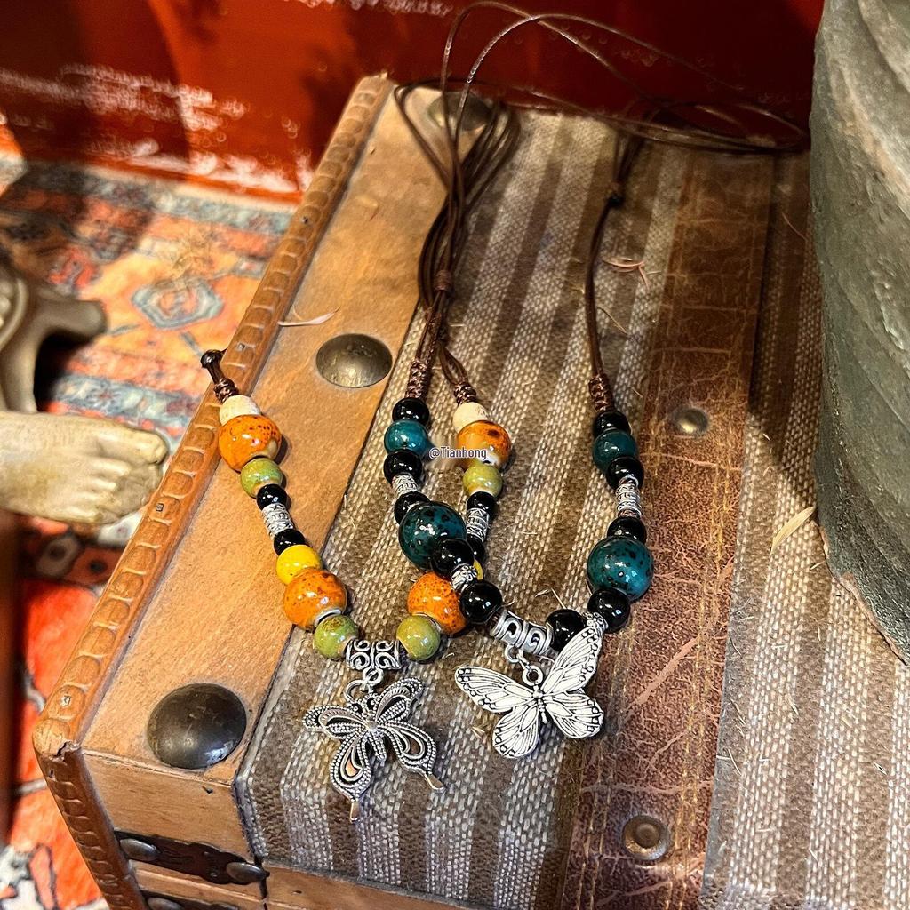 Sweet Eighteen Retro Ethnic Butterfly Necklace - Women's Unique Chinese Style Jewelry Chain