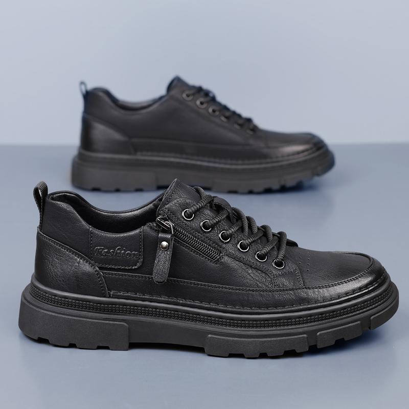 Fashion Italian Brand Men's Genuine Leather Shoes Thick Soled Wear-resistant Hiking Casual Shoes Fashionable Brown Men's Workwear Shoes