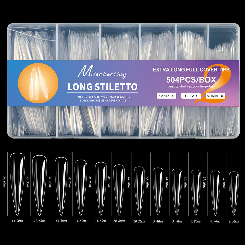 504pcs 2XL Soft Gel Nail Tips Super Long Ballerina Nails Press On Nail Full Cover Nail Art Capsule Fake Tips Extension Tools