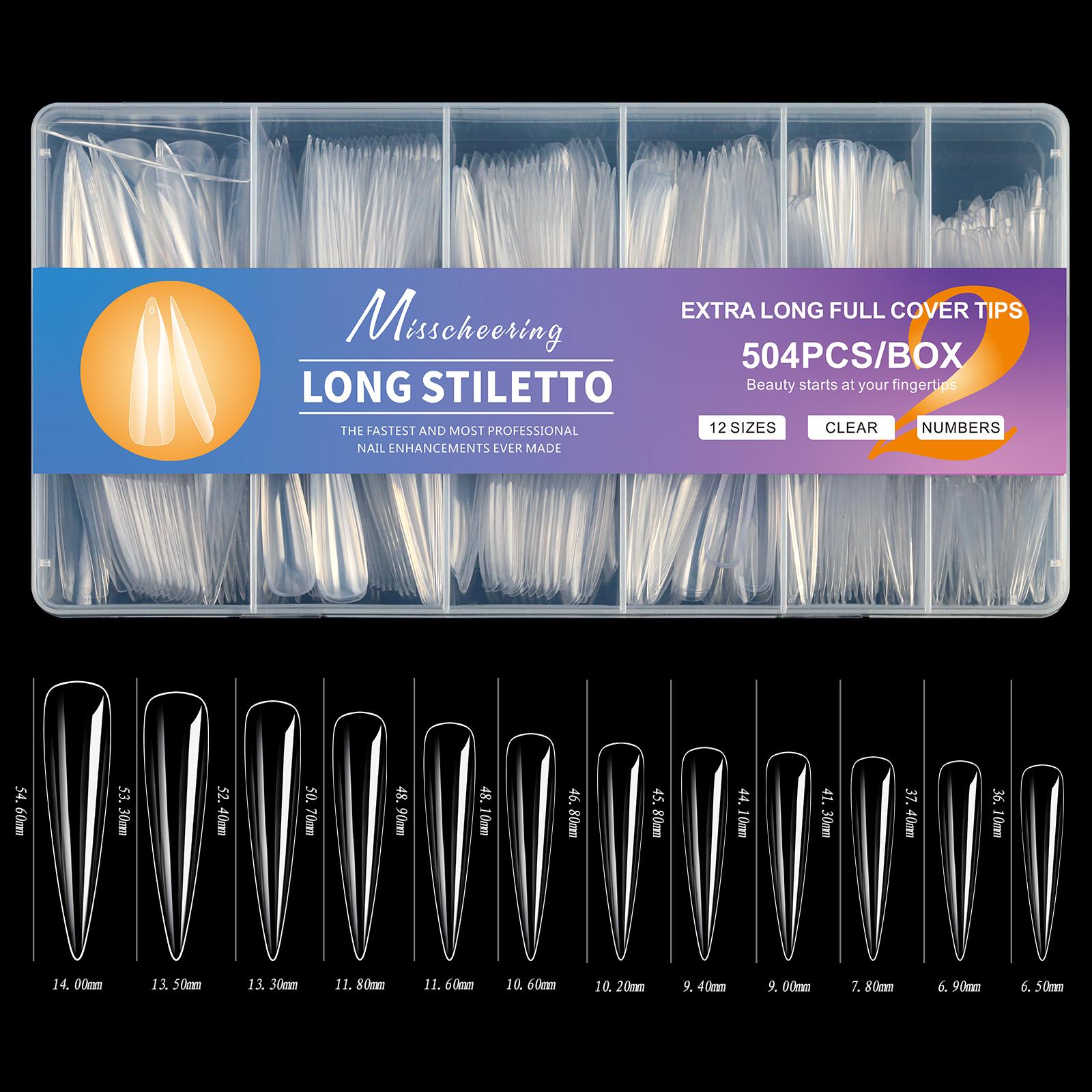 

504pcs 2XL Soft Gel Nail Tips Super Long Ballerina Nails Press on Nail Full Cover Nail Art Capsule Fake Tips Extension Tools