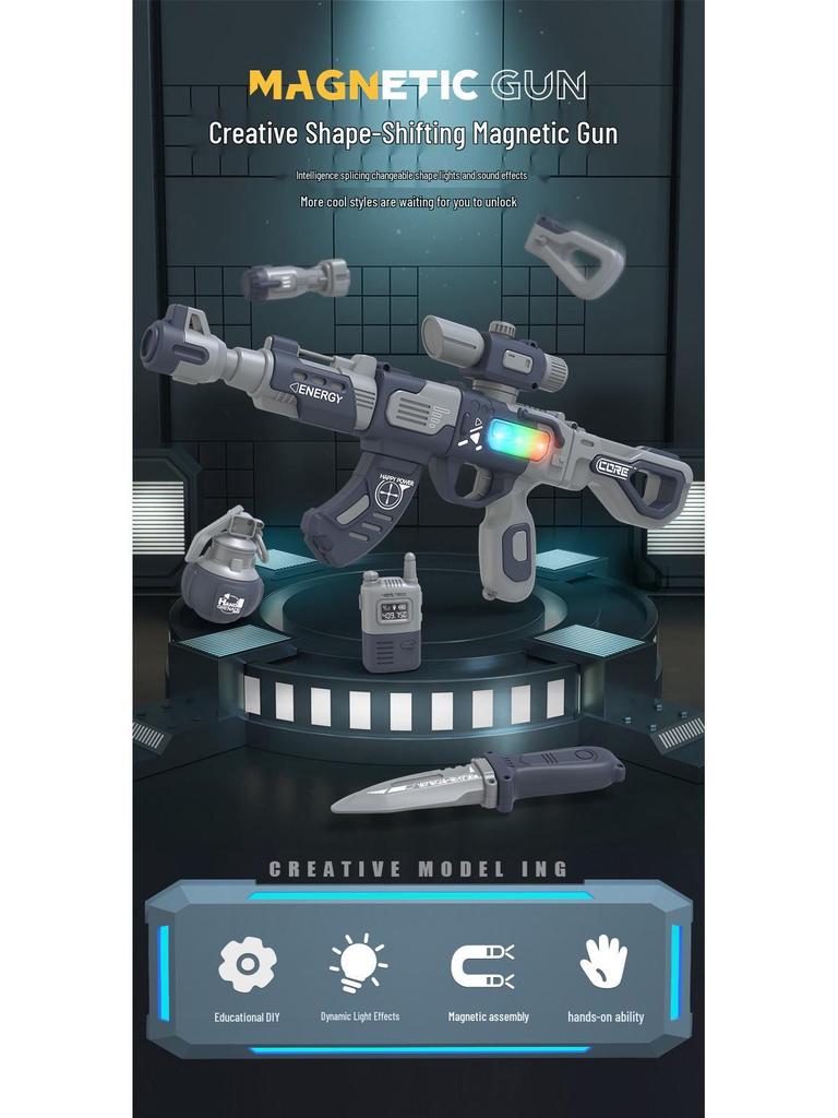 DIY Magnetic Gun Kit with Sound & Light for Kids Ages 3-6 - Educational Toy & Gift