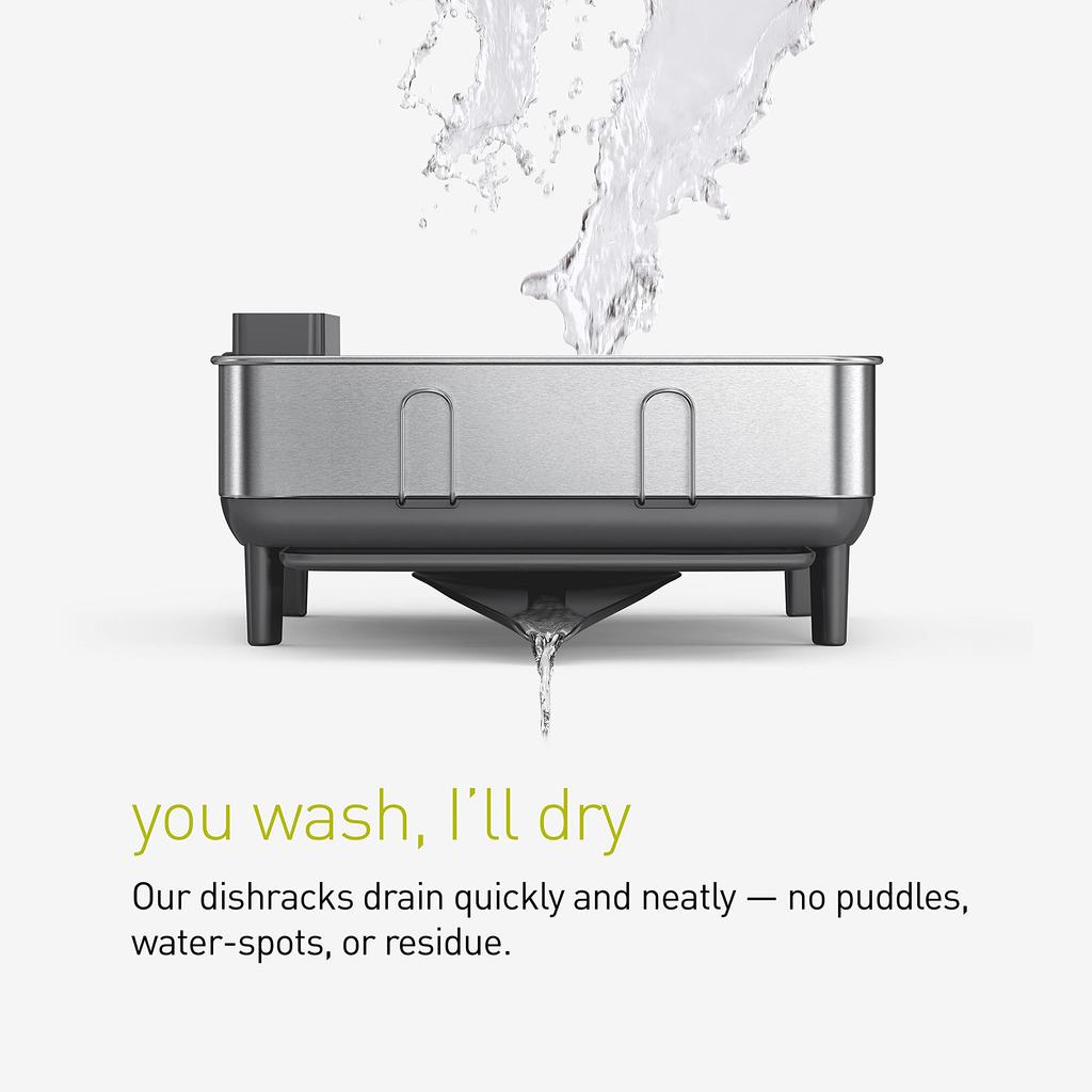 Simplehuman Compact Dish Drainer Stainless Steel Dish Rack with Residue Resistant Coating Simplehuman