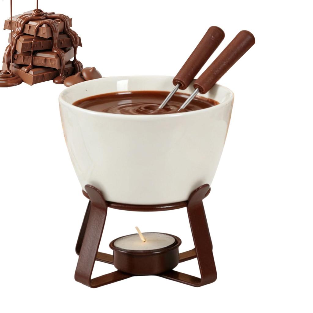 300ml Portable Ceramic Fondue Mug Heat Resistant for Melting Chocolate Cheese & Dip, Dessert Parties, Picnics & Office Snacks