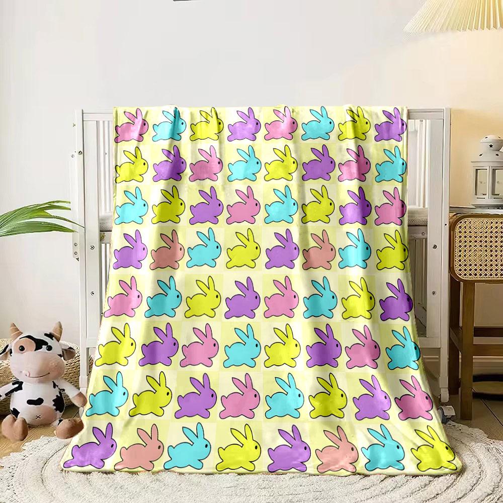 Colorful Bunny Pattern Blanket Print Blanket Soft and Cozy Perfect for the Living Room Bed Sofa or a Nap,gift
