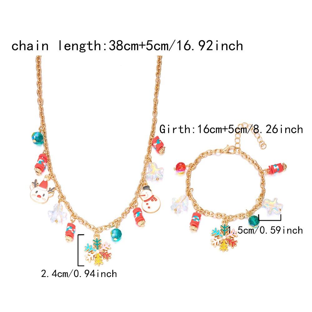 Handmade Snowman Necklace Rhinestone Santa Necklace Classic Snowflake Necklace  Friendship Jewelry