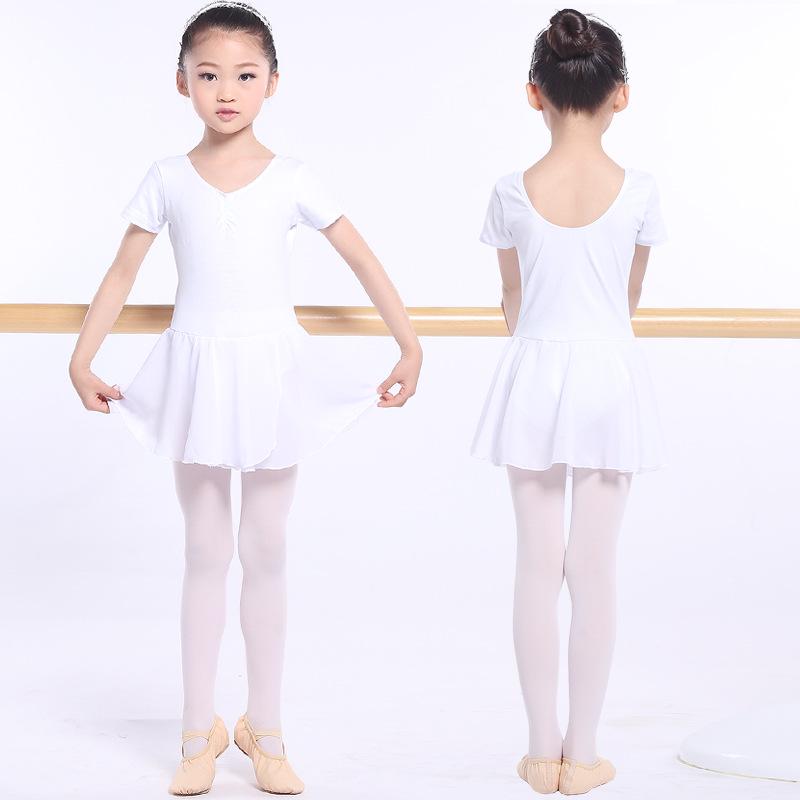 Girls' Backless Short Sleeve Ballet Leotard Dress