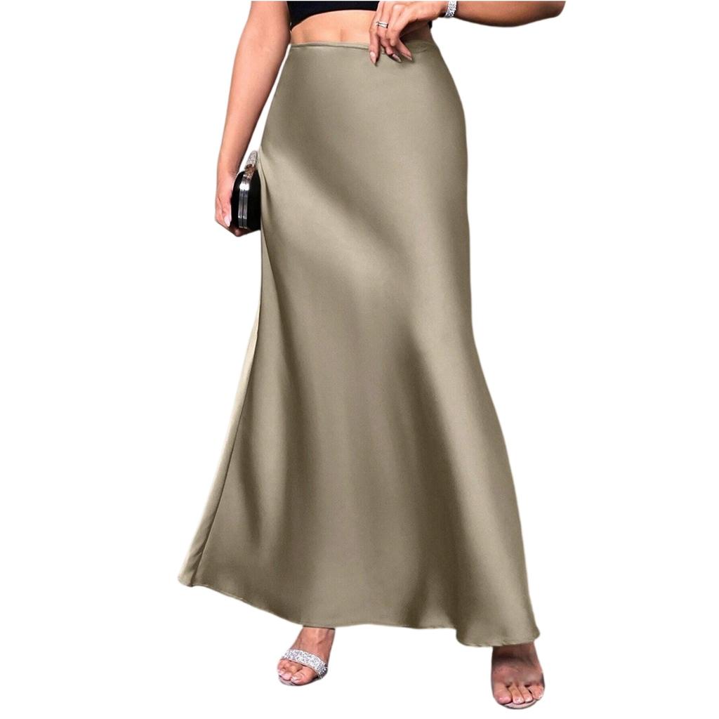 Women's Fashionable And Casual Design French Elegant Draped Satin Skirt
