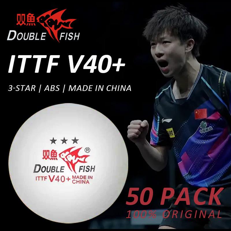DOUBLE FISH Table Tennis Balls 3 Star V40+ Ping Pong Balls ABS Plastic Wholesale 50 Pack
