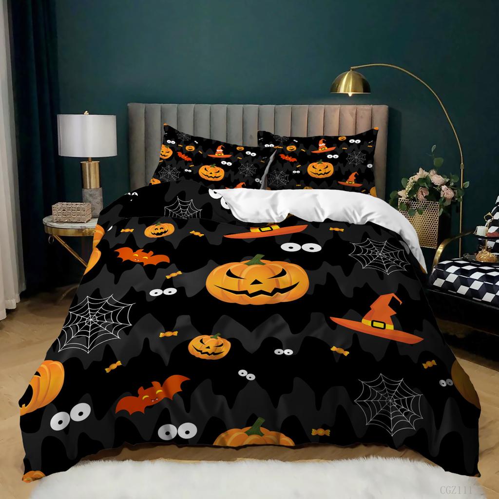 Hot-Selling Holiday Halloween Three-Piece Digital Printing Quilt Cover Bedding