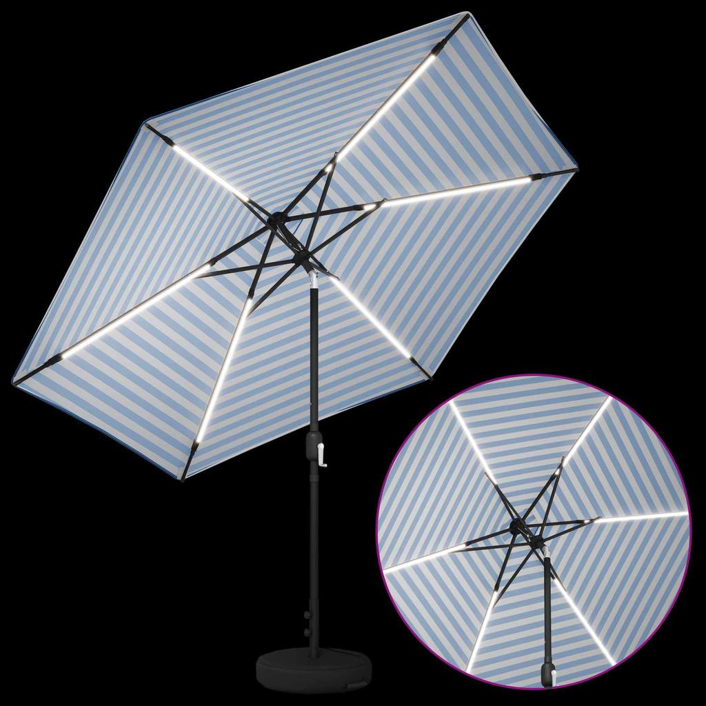 Garden Umbrella with LED Lights and Base 300 X 300 Cm