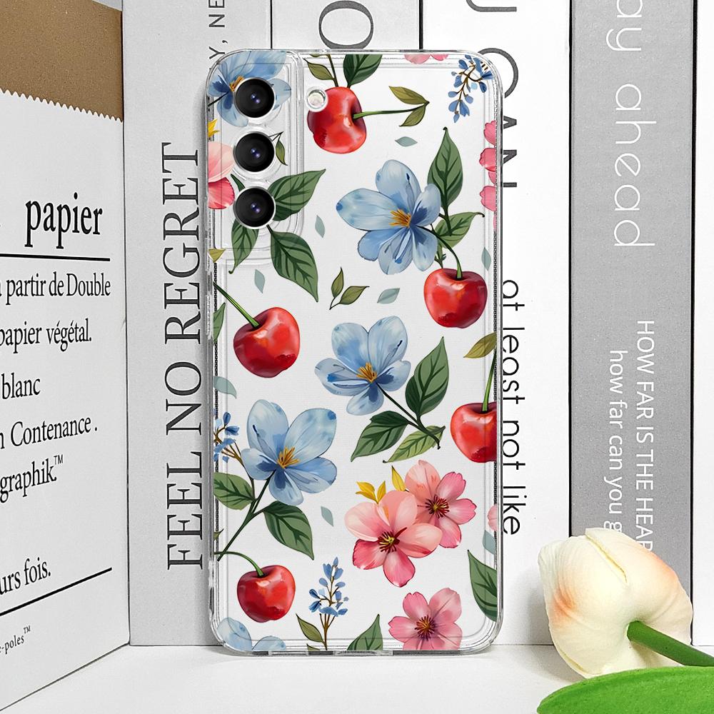 Funny Butterfly Flower Cherry Cute Clear Phone Case for Realme 12 10 11 9 Pro Plus 8i 9 PRO C75 C64 C31 C30 C53 C35 Soft Covers