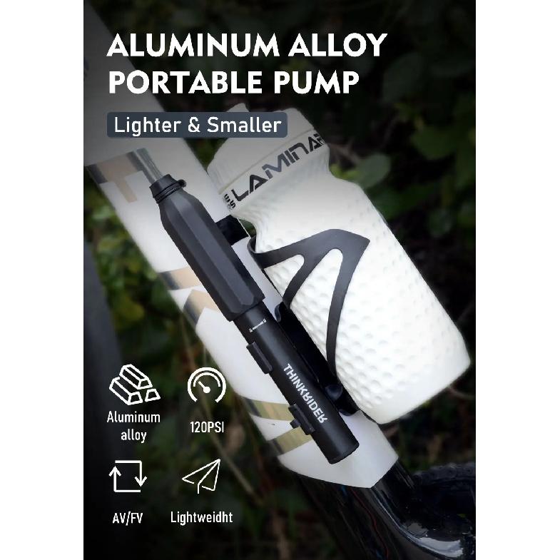 ThinkRider 120Psi Mini Bike Pump Aluminum Alloy Bicycle Hand Air Pump Tire Inflator Schrader Presta Valve MTB Road Cycling Pump