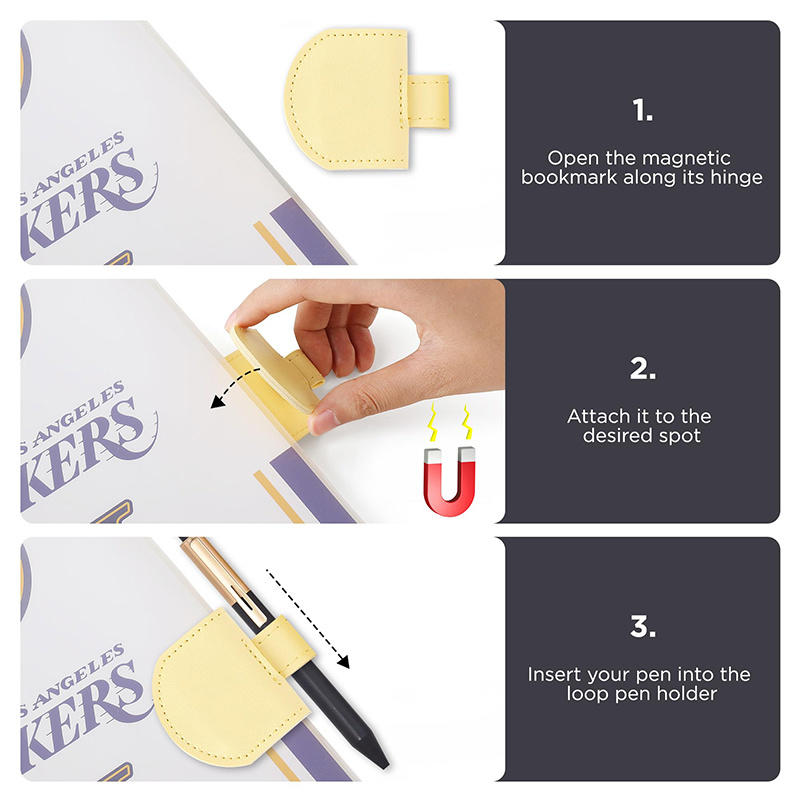 Bookmark With Pen Holder Magnetic Mark Pen Clip Leather Bookmark Book Accessories For Reading Writers Students Teachers Notes