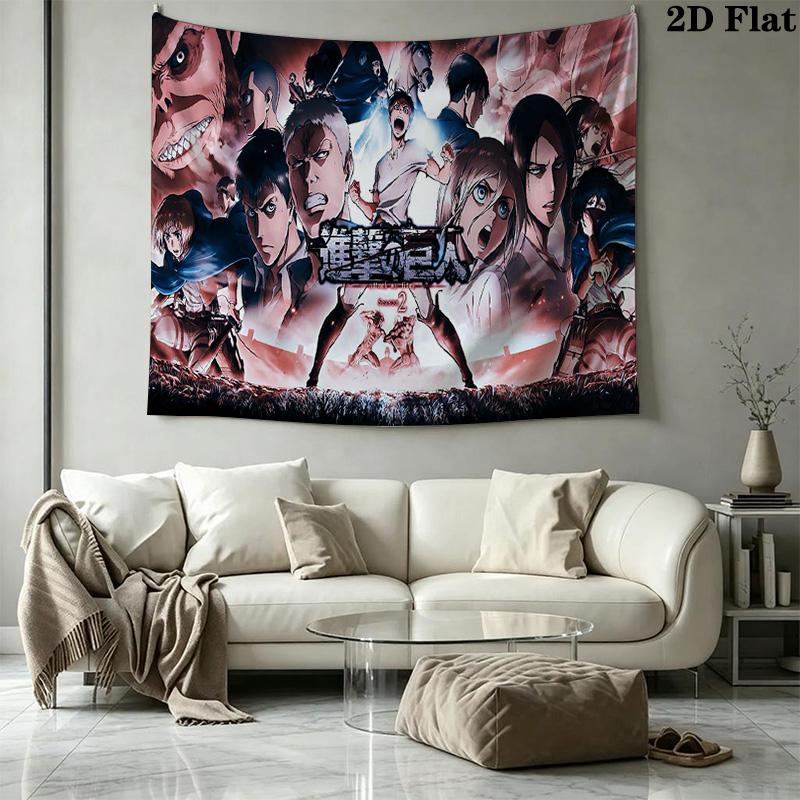 Anime Titan Attack Wall Tapestry Aesthetic Wall Hanging Printed Fabric Blanket Decorative Tapestries for Bedroom Living Room Home Decor