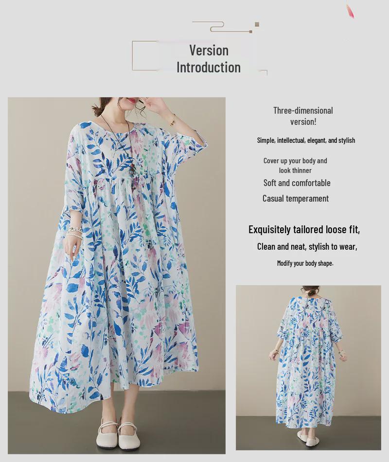 2023 Summer Pastoral Flowy Fairy Plus Size Women's Short Sleeve Dress