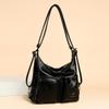 Women's Multi-Compartment Zipper Tote Bag PU Shoulder Bag