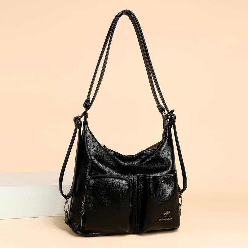 Women's Multi-Compartment Zipper Tote Bag PU Shoulder Bag