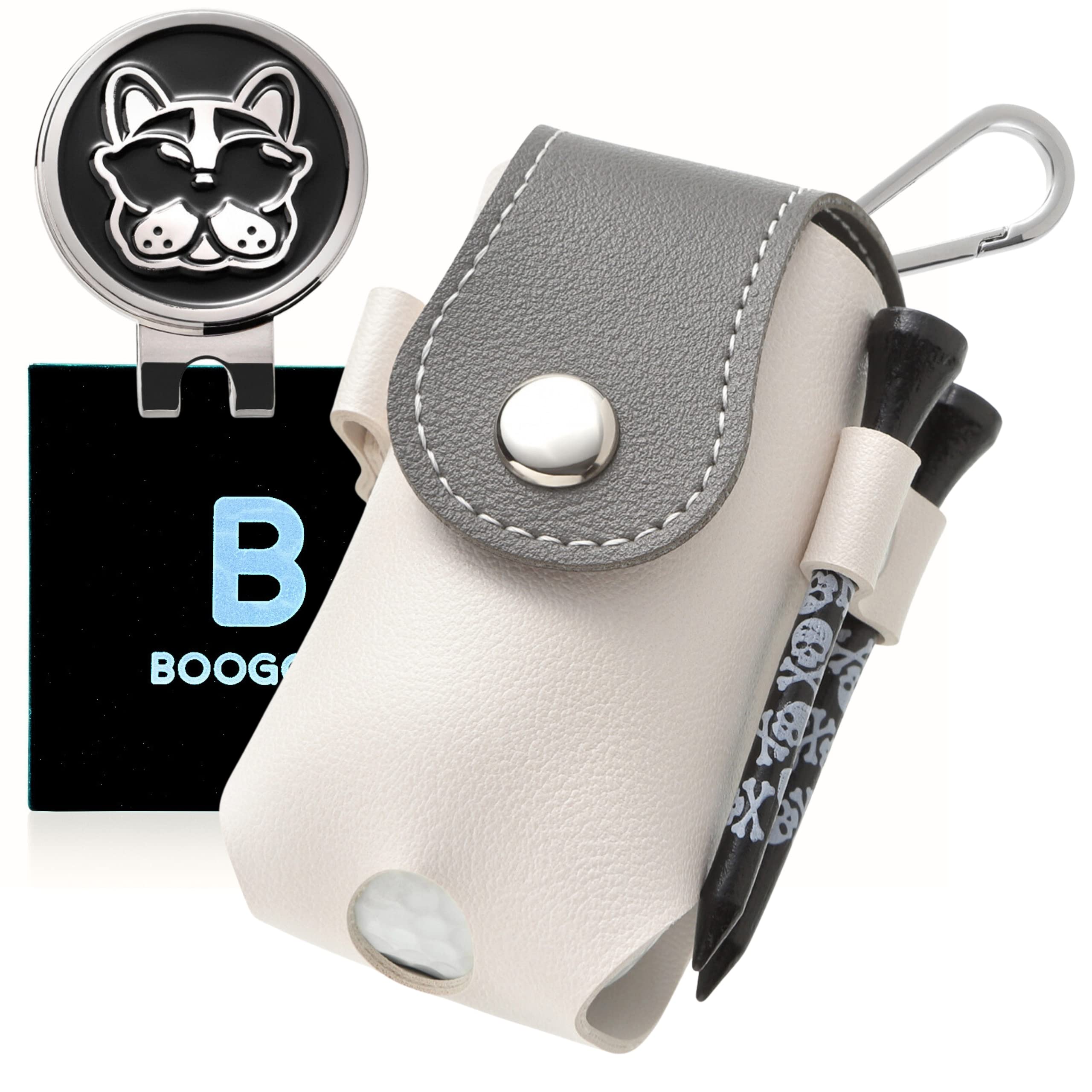 

BooGolf Golf Ball Golf and Tee Professionally Recommended Golf Ball Pouch Case, Marker, 3-Piece Set, (Pearl Gray)