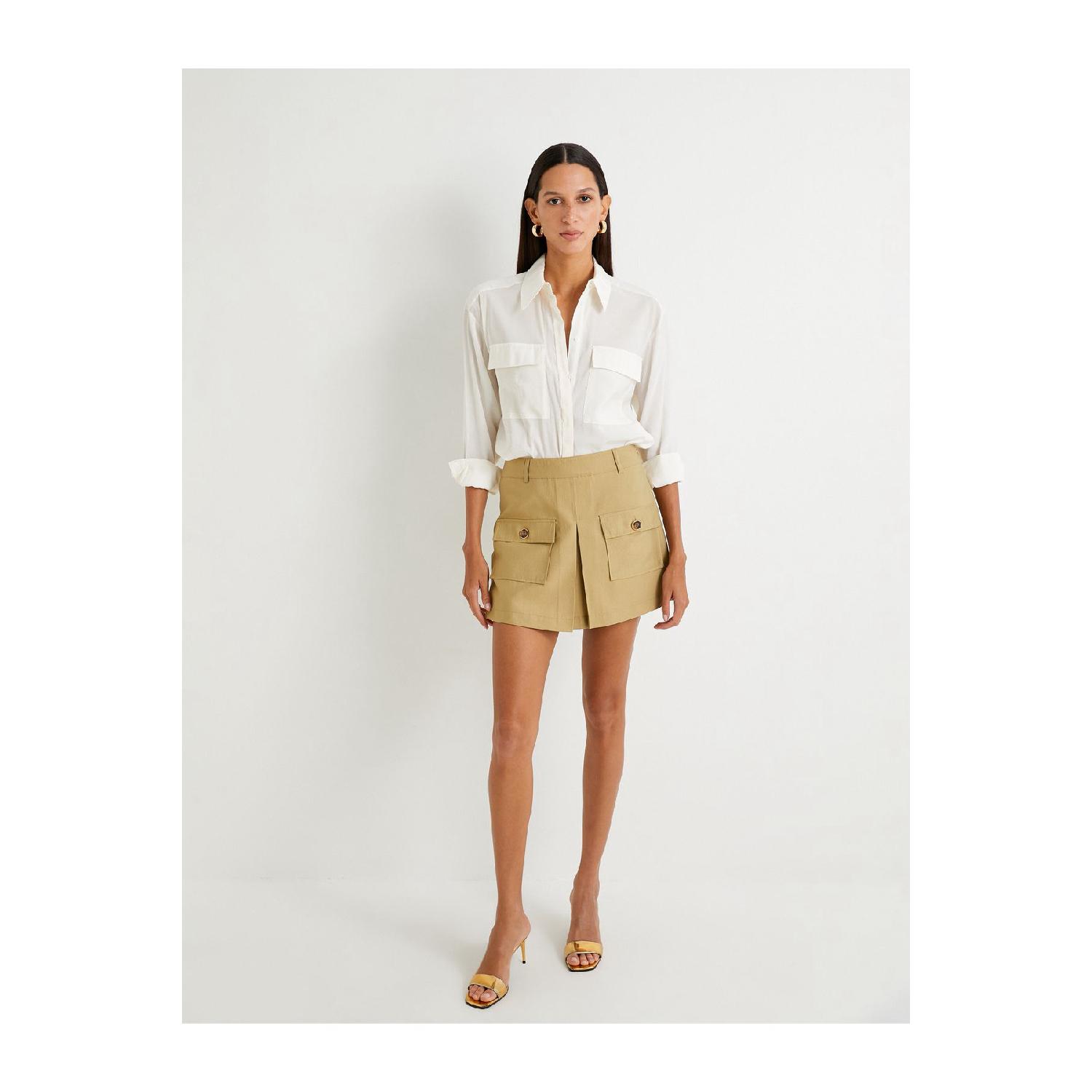 

Cargo Shorts Skirt Buttoned Pocket Modal Blend High Waist