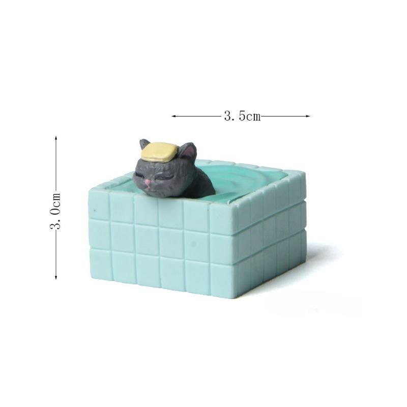 Baden, blaue Badewanne, Katze, kleiner Miao, Mikrolandschaftsgärtnerei, Landschaftsgestaltung und kreative Figuren