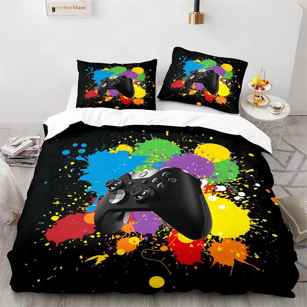 Comforter Colourful Gamepad Single Double Size Video Gamepad Pattern Boy For Bedroom Decor Polyester Comforter