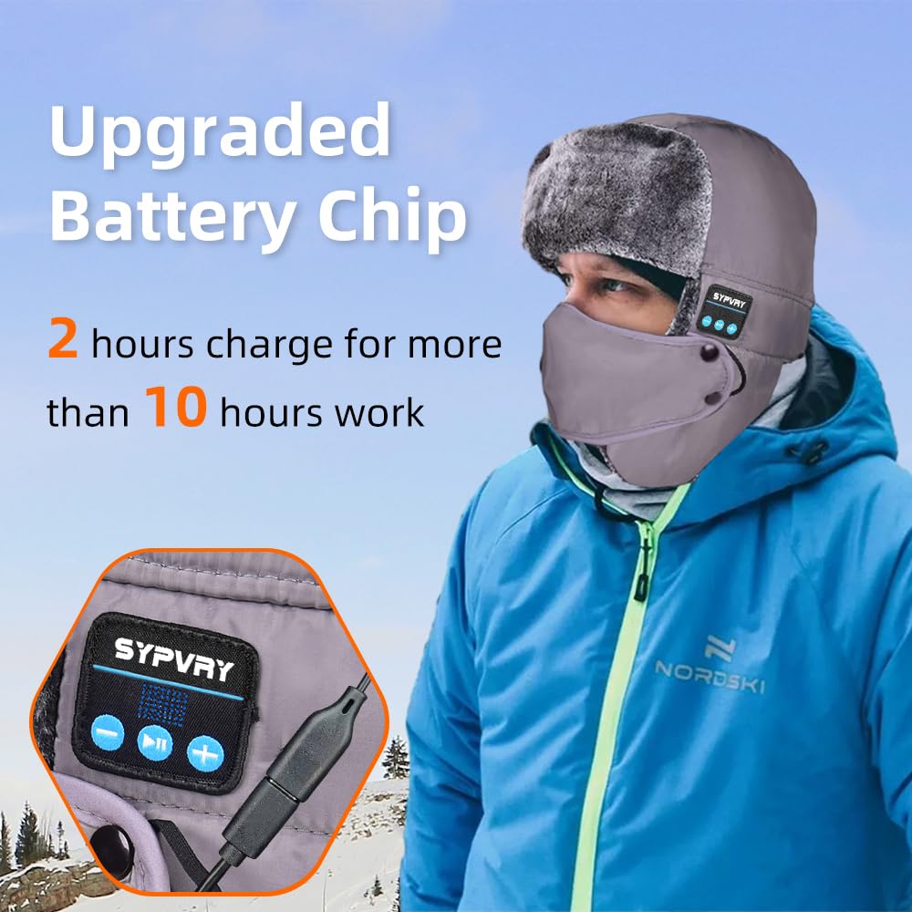 Winter Bluetooth Headphones Hat Outdoor Warm Wireless Music Headset Windproof Hiking Skiing Cap with Microphone for IOS Andriod