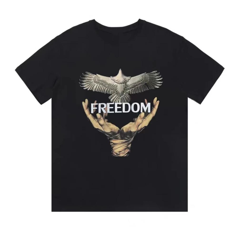 

2024 Мужская дышащая хлопковая футболка с модным принтом для бега, спортивная футболка с короткими рукавами в стиле Харадзюку, новинка лета XXXXL