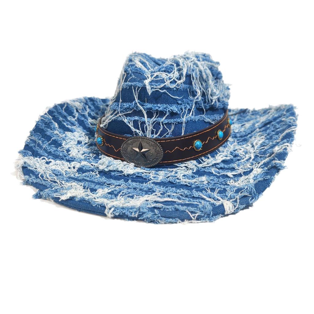 Western Cowboy Hat Spring And Autumn Sunshade Sun Protection Hat Children'S Retro Denim Bucket Hat