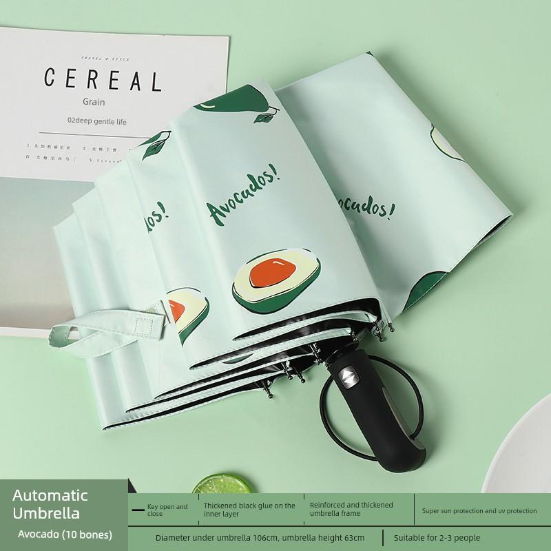 Automatic Umbrella Ins Style Men's and Women's Dual-Use Black Glue Sun Umbrella Sun Protection UV Protection Folding Sun Umbrella