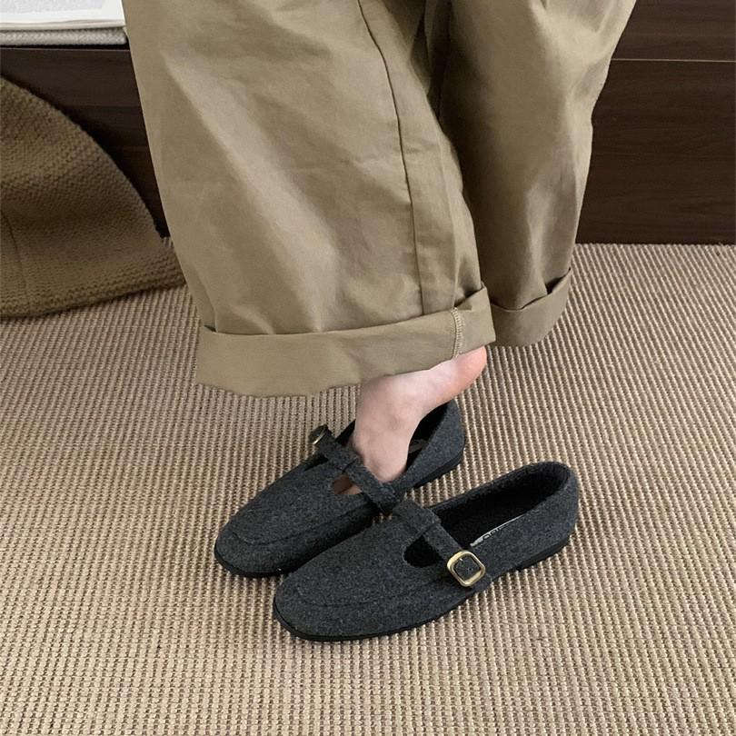 Korean Version of Retro T-shaped Flat-soled Loafers with Round Head for Women 2025 Autumn Versatile and Thin Mary Jane T-shaped Single Shoes for Women