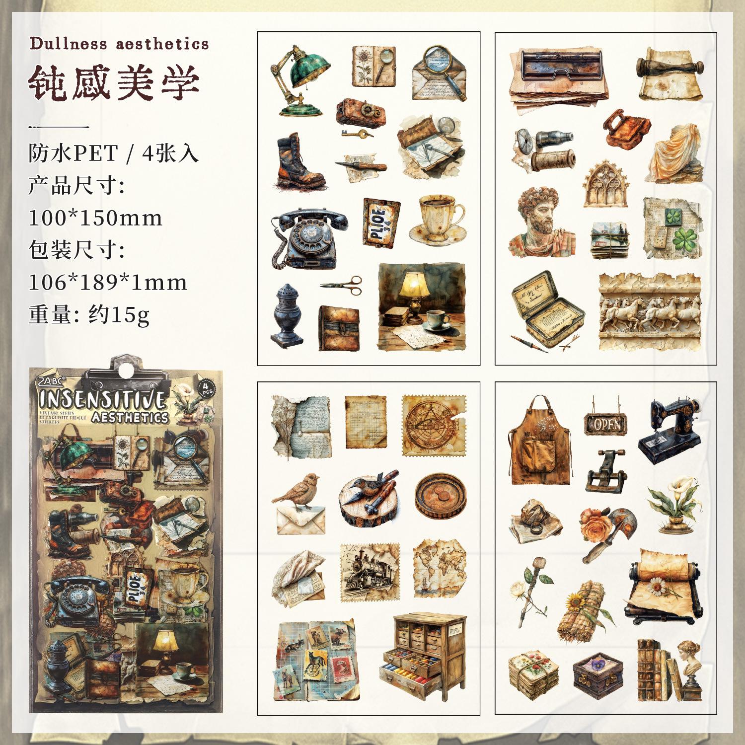 

Office School Supplies Vintage Old Items Series Retro Style Handbook Children Cartoon Decorative Stationery Stickers Kawai Gift