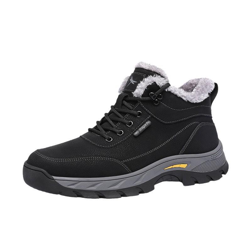Red Dragonfly Men's High-Top Winter Sports Shoes - Warm, Thickened, Plus Velvet for Middle-aged and Older Men