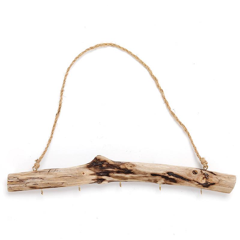 Retro Wooden Driftwood Wall-Mounted Jewelry Rack Hook