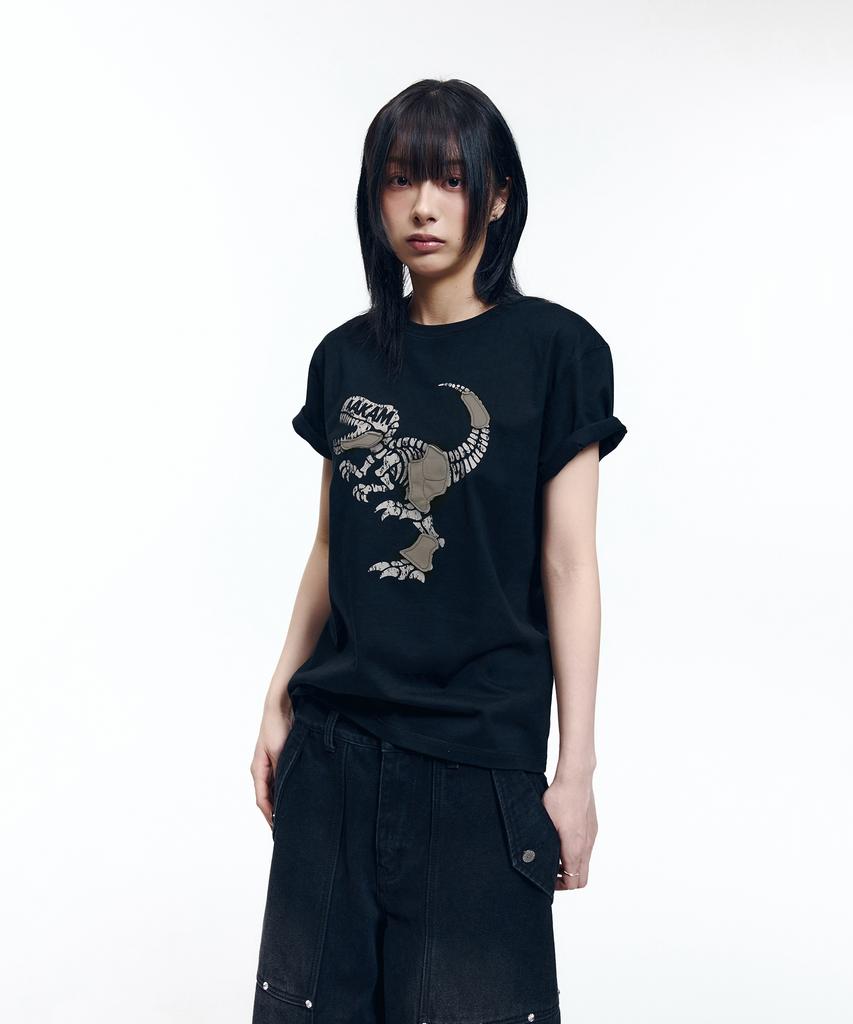 AAKAM Dino Patch Half Top (Black)