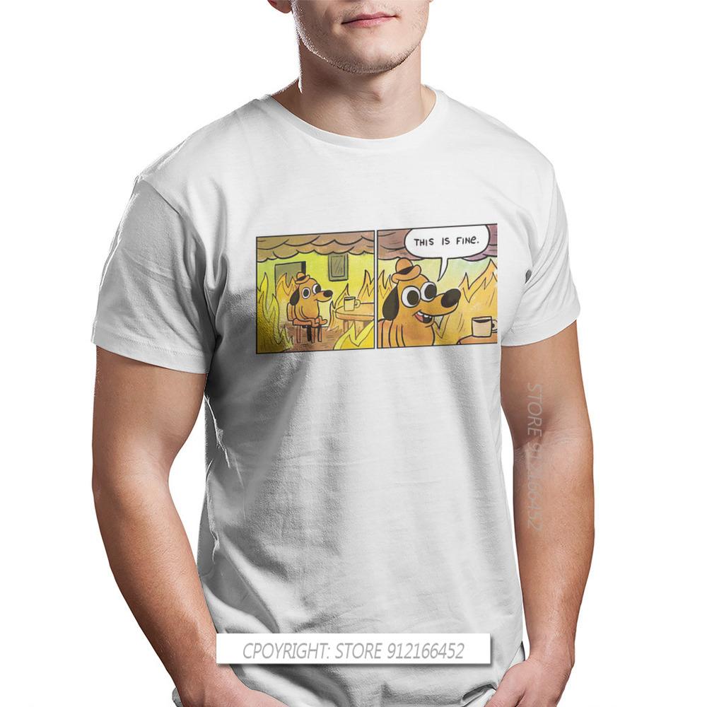 

This Is Fine TShirt Bitcoin Cryptocurrency Miners Meme Printed Tops T Shirt Male Gift Clothes 5XL різнокольоровий