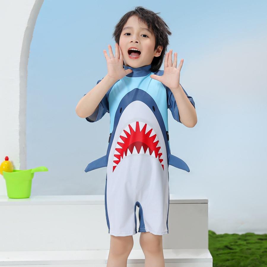 Children's Cartoon One-Piece Swimsuit - Quick-Dry, Sun Protection for Boys